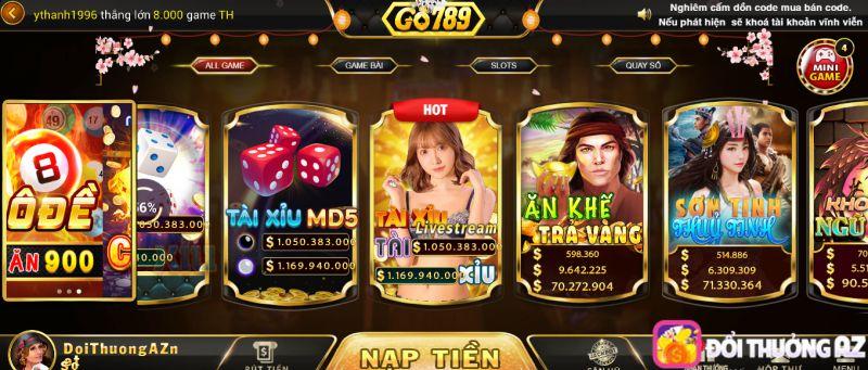 Giao diện của cổng game Go789 thân thiện với người dùng